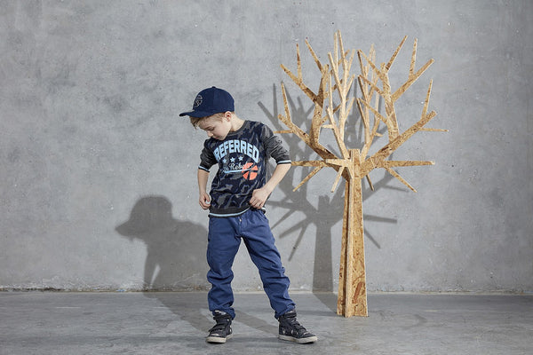 KIDS UP Sweat Pullover Grey with Blue Print