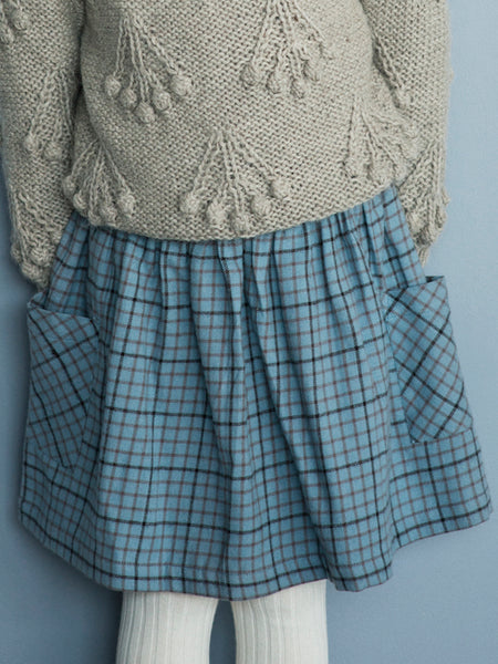 SERENDIPITY ORGANICS Brushed Skirt Winterchecks Blue Color