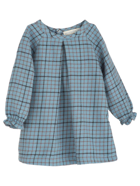 SERENDIPITY ORGANICS Baby Brushed Dress Winterchecks Blue Color