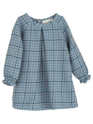 SERENDIPITY ORGANICS Baby Brushed Dress Winterchecks Blue Color