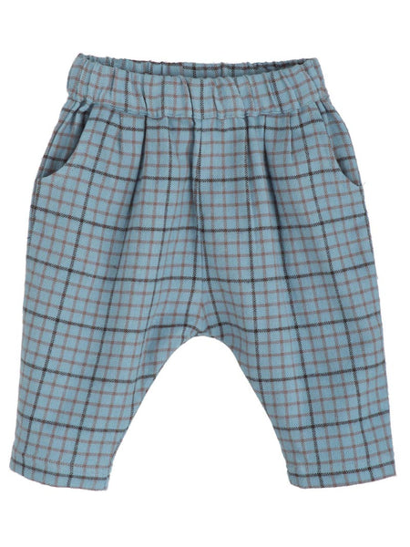 SERENDIPITY ORGANICS Baby Brushed Pants Winterchecks Blue Color