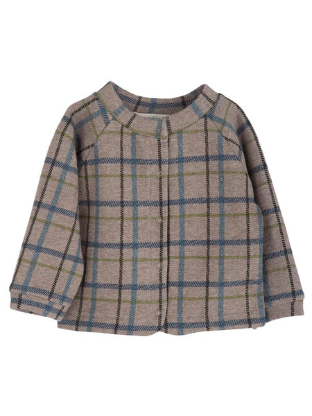 SERENDIPITY ORGANICS Baby Sweart Jacket Ironchecks Brown Color