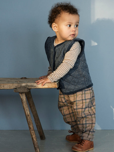 SERENDIPITY ORGANICS Baby Velour Vest Midnight Blue Color