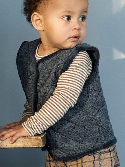 SERENDIPITY ORGANICS Baby Velour Vest Midnight Blue Color