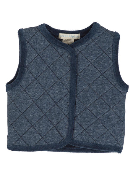 SERENDIPITY ORGANICS Baby Velour Vest Midnight Blue Color