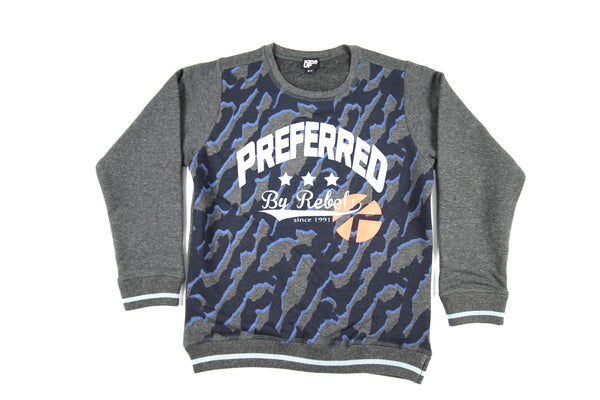 KIDS UP Sweat Pullover Grey with Blue Print