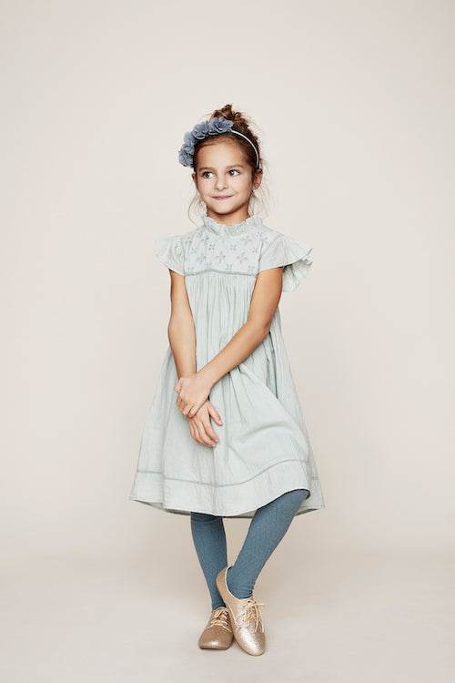 CREAMIE Joy Dress Belgium Block Dusty Green Color - Scandes CREAMIE Joy Dress Belgium Block Dusty Green Color - Scandes
