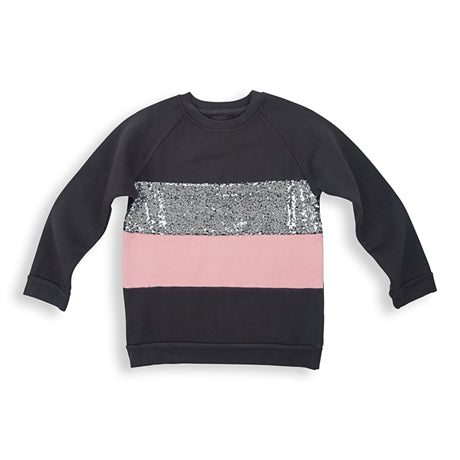 HOW TO KISS A FROG SIV Jumper Dark Grey and Pink Stripe Color