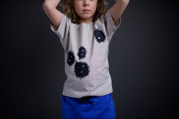 PAPU Burr T-Shirt White sand and Charcoal grey color