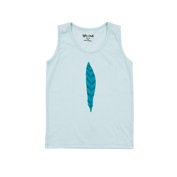 iglo + indi Feather Tank Top - Aqua color