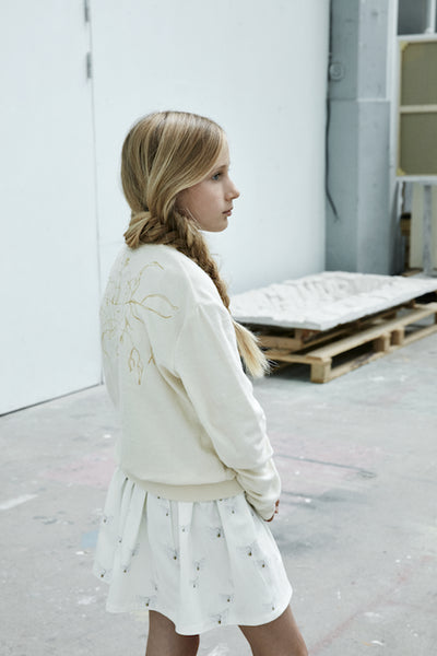 GRO White Butterfly Skirt - Light Green Color