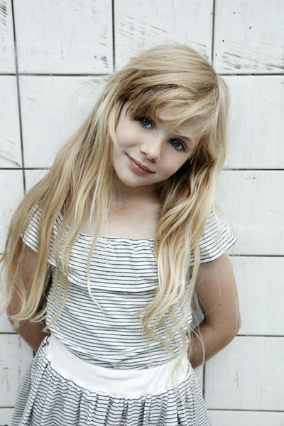 GRO Stripe Girly Top - ECRU / Black Color