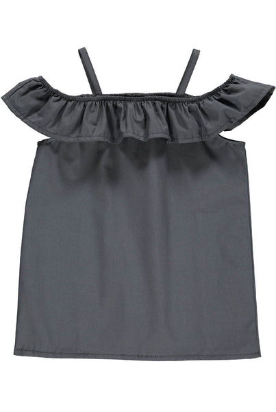 GRO Poplin Girly Top - Dark Washed Color