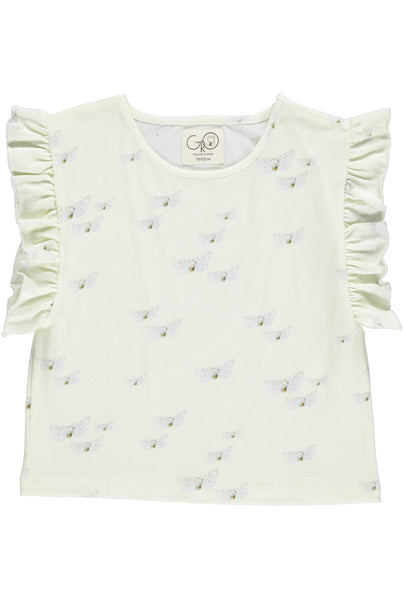 GRO White Butterfly Girly Shirt - Light Green Color