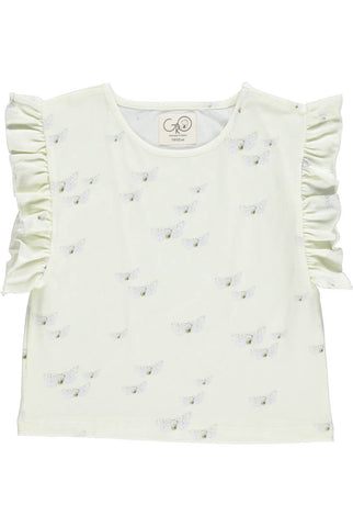 GRO White Butterfly Girly Shirt - Light Green Color