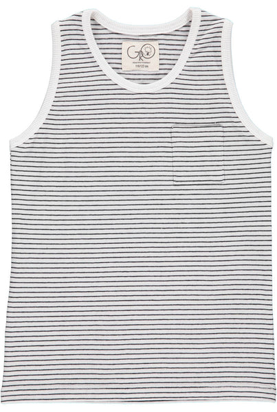 GRO Stripe Tank Top - ECRU / Black Color