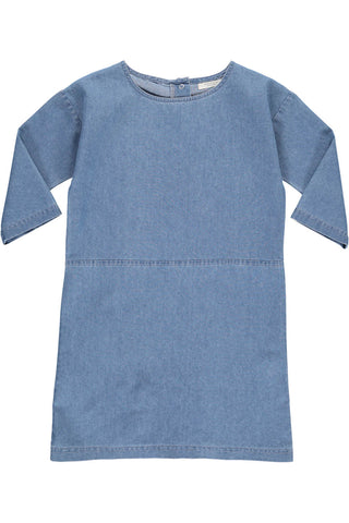 POPUSHOP Juli Denim Dress - Washed Denim Blue Color