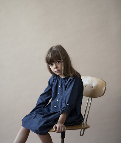 MIS CRIOS Pleat Dress Denim