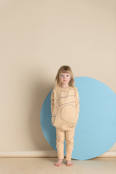 PAPU Square Slim Baggy Pants Honey Beige and Denim Blue