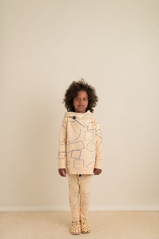 PAPU Square Hoodie Honey Beige and Denim Blue
