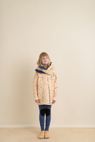 PAPU Square Tunic Sweater Honey Beige Tunic with Denim Blue