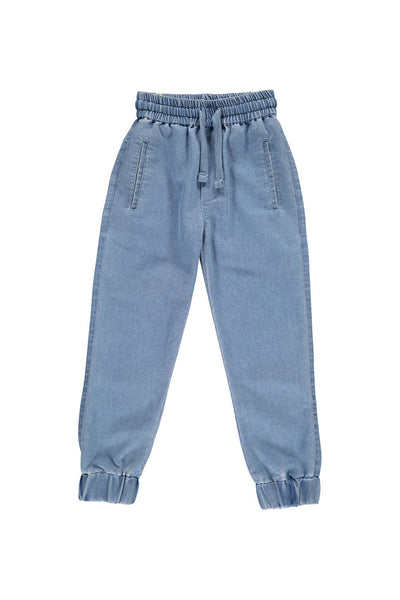 POPUSHOP Lotte Denim Pants - Washed Denim Blue Color