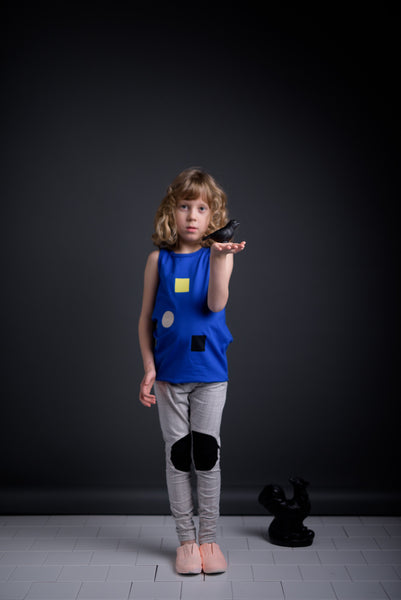 PAPU Mesh Patch Leggings White sand and Charcoal grey color