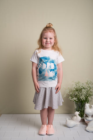 PAPU Mesh Round Skirt White sand and Charcoal grey color