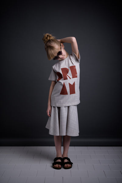 PAPU Mesh Round Skirt White sand and Charcoal grey color