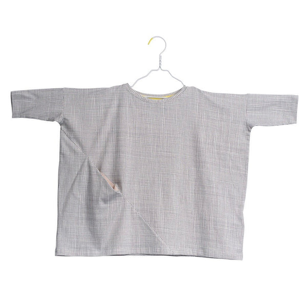 PAPU Mesh Shirt White sand and Charcoal grey color