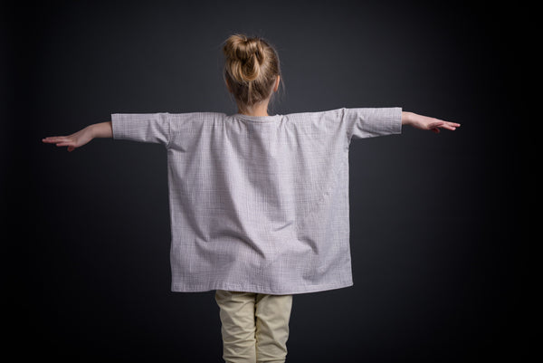 PAPU Mesh Shirt White sand and Charcoal grey color