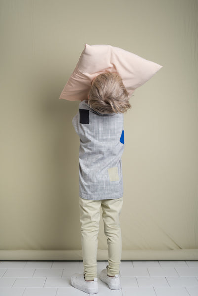 PAPU Morning Tunic Shirt White sand and Charcoal grey color