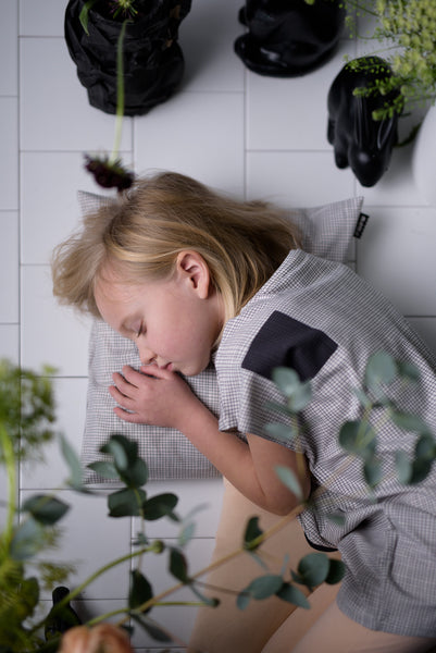 PAPU Morning Tunic Shirt White sand and Charcoal grey color