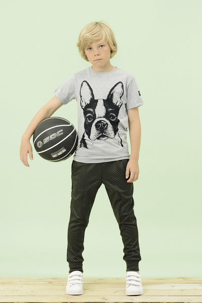 PETIT BY SOFIE SCHNOOR T-Shirt Front Print - Grey Melange Color (French Bull Dog)