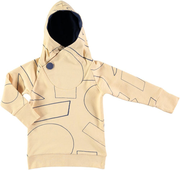 PAPU Square Hoodie Honey Beige and Denim Blue