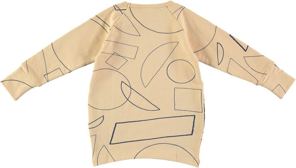 PAPU Square Tunic Sweater Honey Beige Tunic with Denim Blue