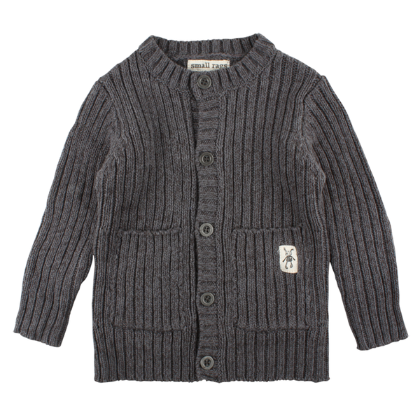 SMALL RAGS Dolly Knit Cardigan Dark Grey Melange