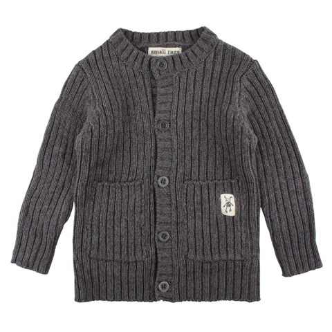 SMALL RAGS Dolly Knit Cardigan Dark Grey Melange