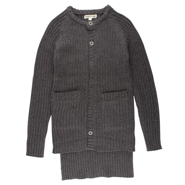 SMALL RAGS Dina Knit Cardigan Dark Grey Melange