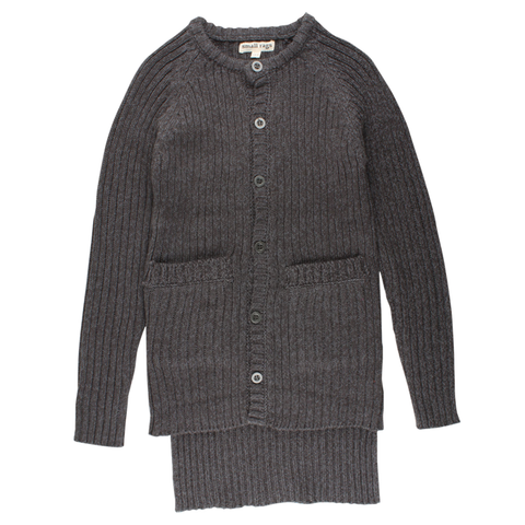 SMALL RAGS Dina Knit Cardigan Dark Grey Melange