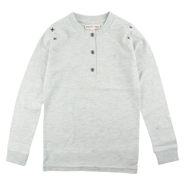 SMALL RAGS Dave LS Top Smoke Green Melange