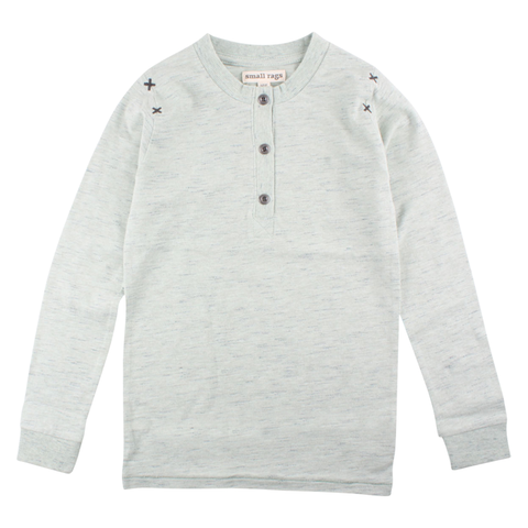 SMALL RAGS Dave LS Top Smoke Green Melange