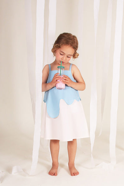KNAST Soft Ice Dress - White and Sky Blue Color