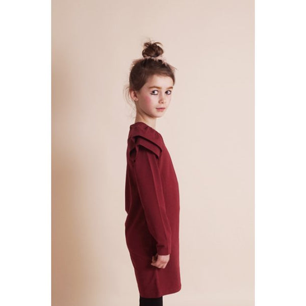 KNAST Oda Wingsleeve Dress Bordaux - Red Color