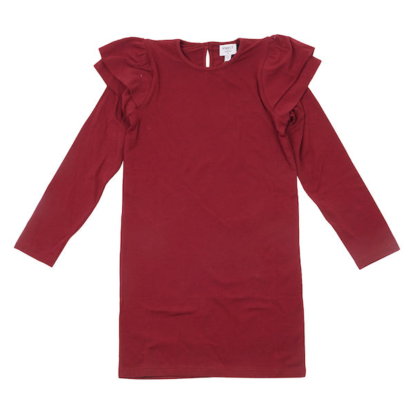 KNAST Oda Wingsleeve Dress Bordaux - Red Color