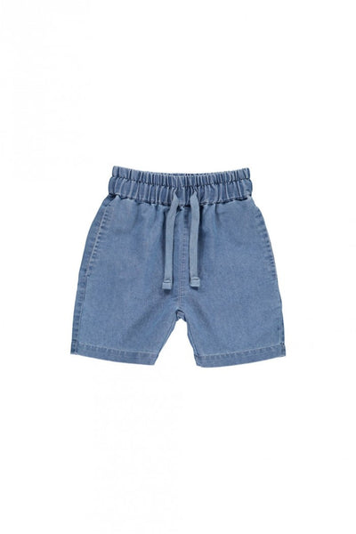 POPUSHOP Denim Shorts - Washed Denim Blue Color