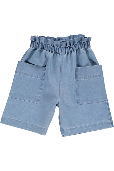 POPUSHOP Lotte Denim Shorts - Washed Denim Blue Color
