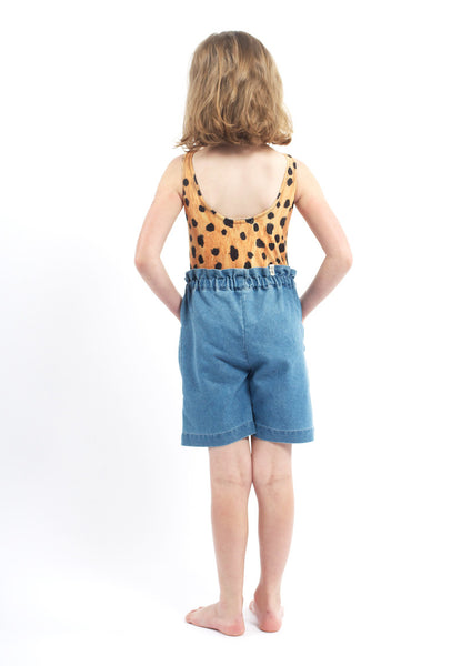 POPUSHOP Lotte Denim Shorts - Washed Denim Blue Color