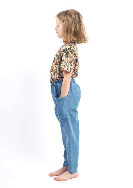 POPUSHOP Lotte Denim Pants - Washed Denim Blue Color